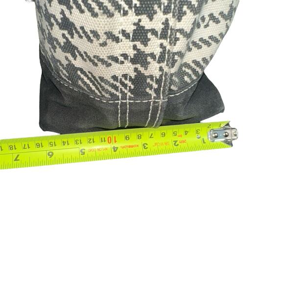 Lands’ End Large Canvas Tote Bag Black White Plaid Houndstooth Shoulder Carryall - Picture 10 of 15